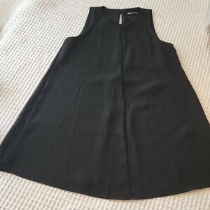 Zara Black Sleeveless Shift Dress Sz SM